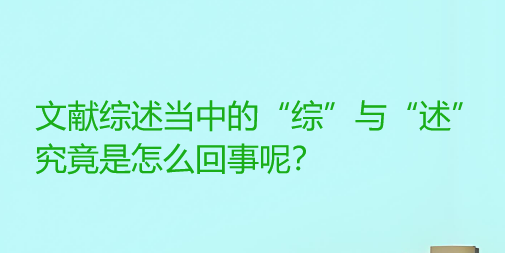 文献综述当中的“综”与“述”究竟是怎么回事呢？一文来讲清