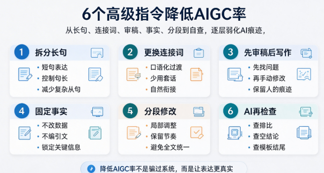 6个高级指令降低AIGC率图示 6个高级指令降低AIGC率图示